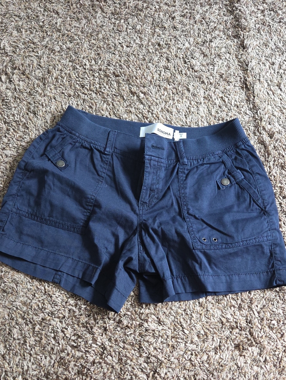Sonoma Navy Blue Cargo Shorts with Snap Pockets